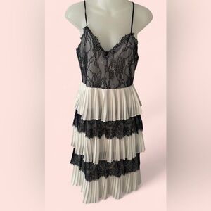 Black and white Lace Tiered Dress